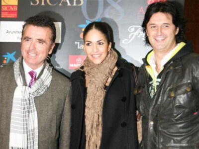 Ortega Cano en el Sicab de Sevilla con Poty y la bailarina Rocio 