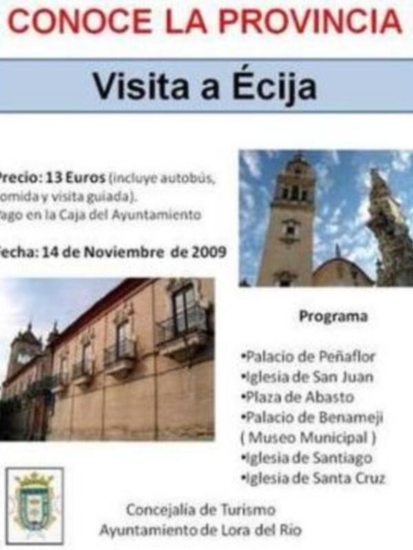 La Concejalía de Turismo de Lora del Río organiza una visita turística a Écija para el próximo 14 de noviembre