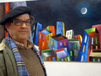 Montalbán recupera sus orígenes con geometrías y colores cosmopolitas,en la sala de El Chusco de Chipiona 