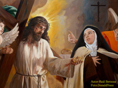 Ya podemos contemplar la "Visión Eucaristica de Santa Teresa de Jesús" ,otra maravillosa obra pictorica del gran pintor málagueño Raúl Berzoza en la centrica Iglesia del Santo Ángel en Sevilla.