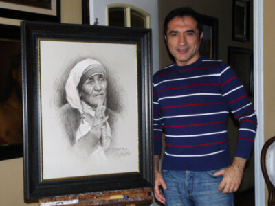 Un retrato de la madre Teresa de Calcuta ha sido donado por el pintor Antonio Montiel para la Subasta por la vida"