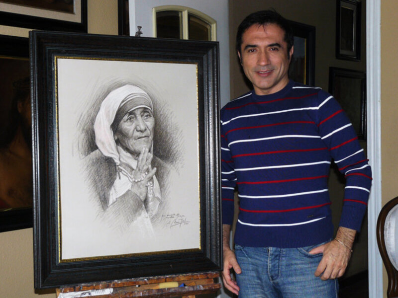 Un retrato de la madre Teresa de Calcuta ha sido donado por el pintor Antonio Montiel para la Subasta por la vida"
