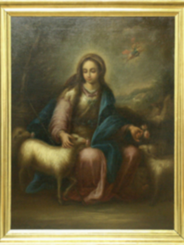 Sevilla. Restauración de un lienzo de la Divina Pastora de la Parroquia del convento de capuchino.