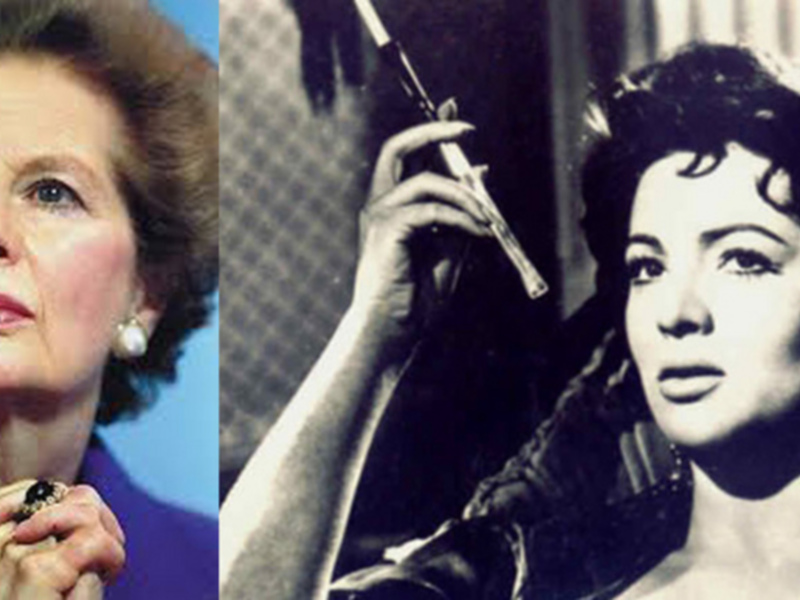 Retratos de Margaret Thatcher y Elizabeth Taylor, dos figuras destacadas del siglo XX.