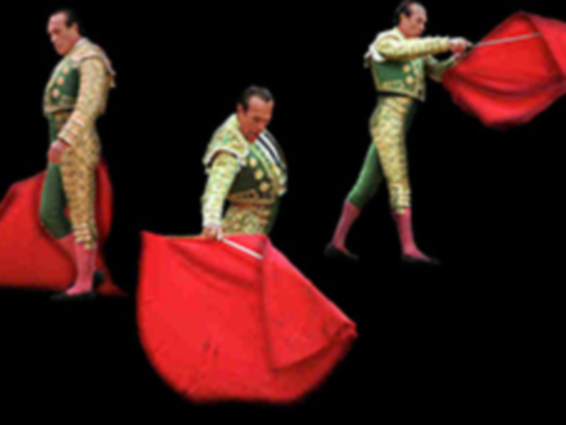 Secuencia de una corrida de toros, mostrando el arte y la técnica del torero en acción.