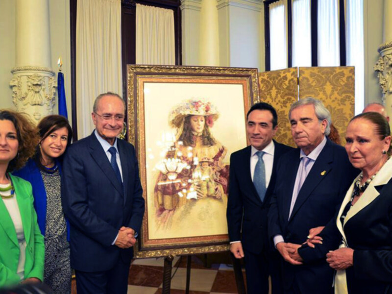 ANTONIO MONTIEL PINTA EL CARTEL DEL XXV ANIVERSARIO DE LA HERMANDAD DEL ROCIO LA CALETA DE MALAGA