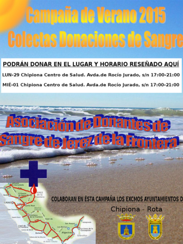 El Centro de Transfusión Sanguínea de Cádiz se traslada a Chipiona la próxima semana para iniciar su campaña de verano 2015 