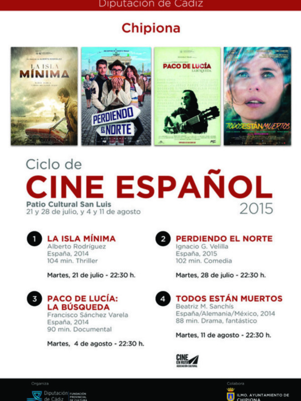 Diputación y Cultura traen a Chipiona un ciclo de cine Español que incluye cuatro proyecciones durante el verano. 