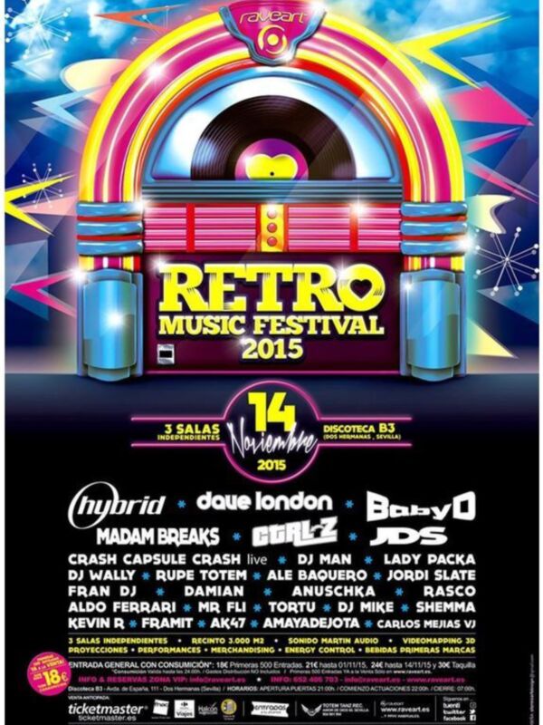 Llega el final del año, llega el momento de revivir grandes emociones, de recordar la música con la que disfrutaste hace mucho, mucho tiempo Llega... ¡¡¡ Retro Music Festival 2015 !!!