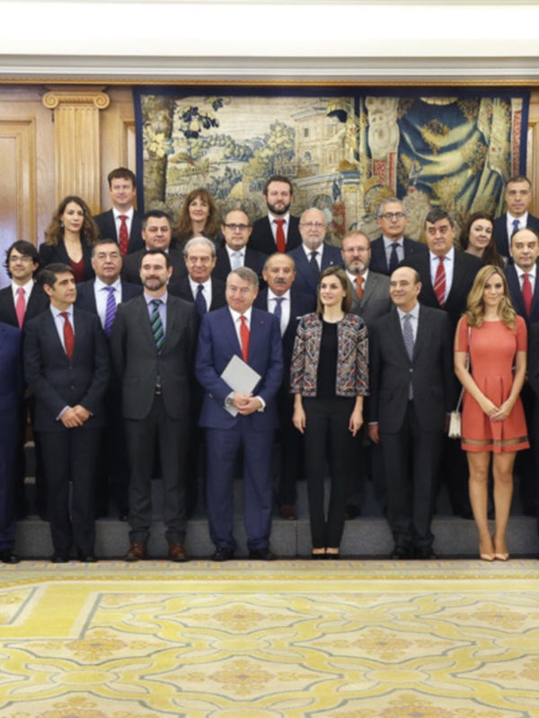 La reina doña Letizia recibe a una delegación de la campaña Un Juguete, Una Ilusión de RNE y la Fundación Crecer Jugando 