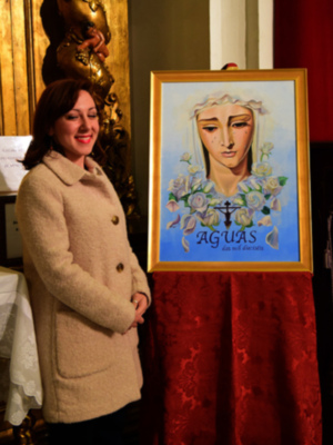 La portada del boletín de las Aguas de Cuaresma, la Virgen de Guadalupe obra pictórica de Ana Cordero Martin.