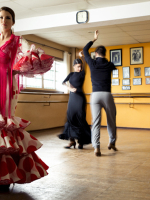 Lina cierra la gala de Andújar Flamenca, con una colección con aires goyescos