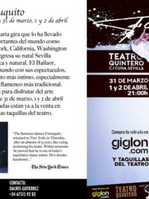 Presentación espectáculo "Farruquito"en el Teatro Quintero