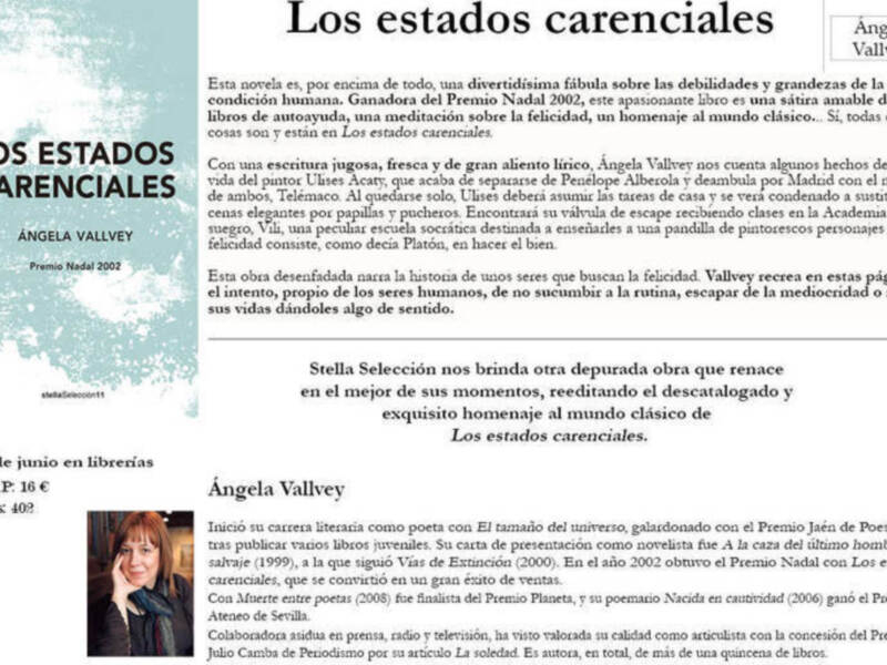 Propuesta sobre el libro de Ángela Vallvey, Los estados carenciales