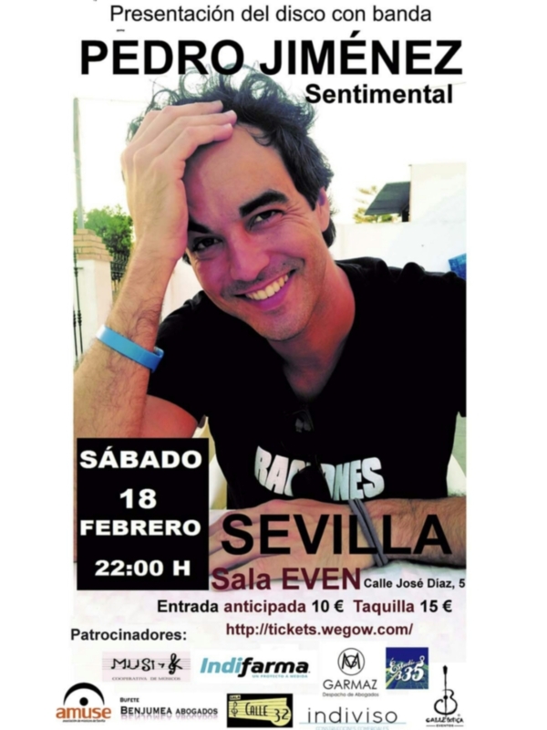 Pedro Jiménez presenta su tercer disco "Sentimental" el 18 de Febrero en Sevilla