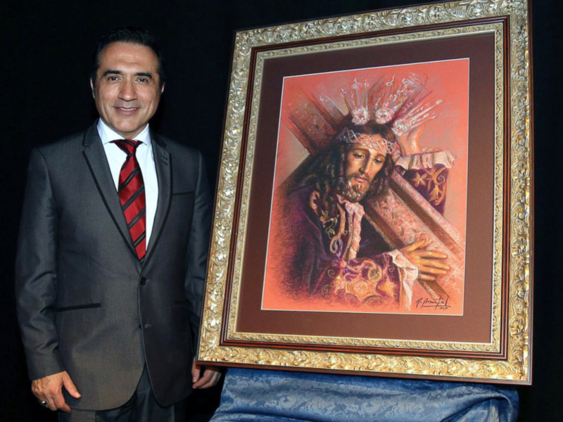 El pintor Antonio Montiel presenta el cartel de Jesús "EL RICO" 2017