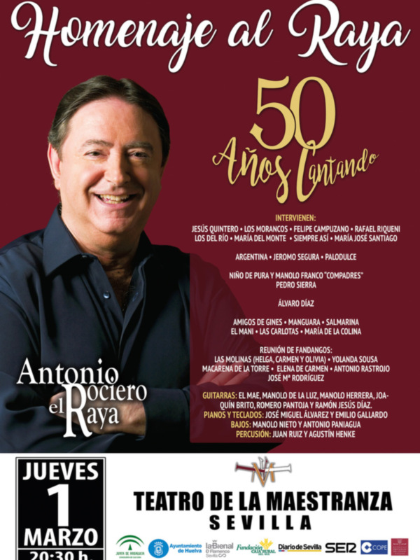 El  espectáculo "Cincuenta años cantando" homenajea a El Raya el próximo 1 de marzo en el Teatro Maestranza