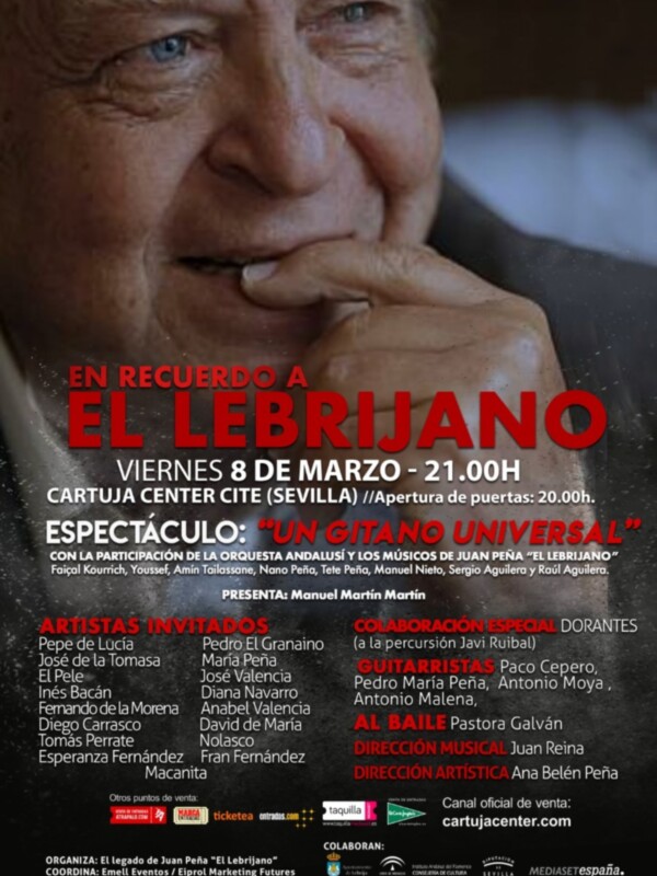 Cartuja Center acoge la Gala Homenaje a El Lebrijano, ‘Un Gitano Universal’