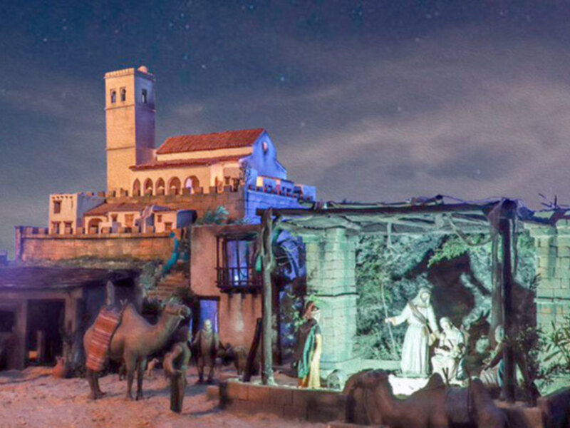 El Belén artístico de la Hermandad de Vera-cruz de Alcalá del Río, específica el paisaje y el entorno de la localidad.