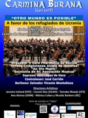 La Orquesta Filarmonía interpretará "Carmina Burana" a beneficio de los niños refugiados de Ucrania el 18 de Junio en el Hotel Alcora de Sevilla