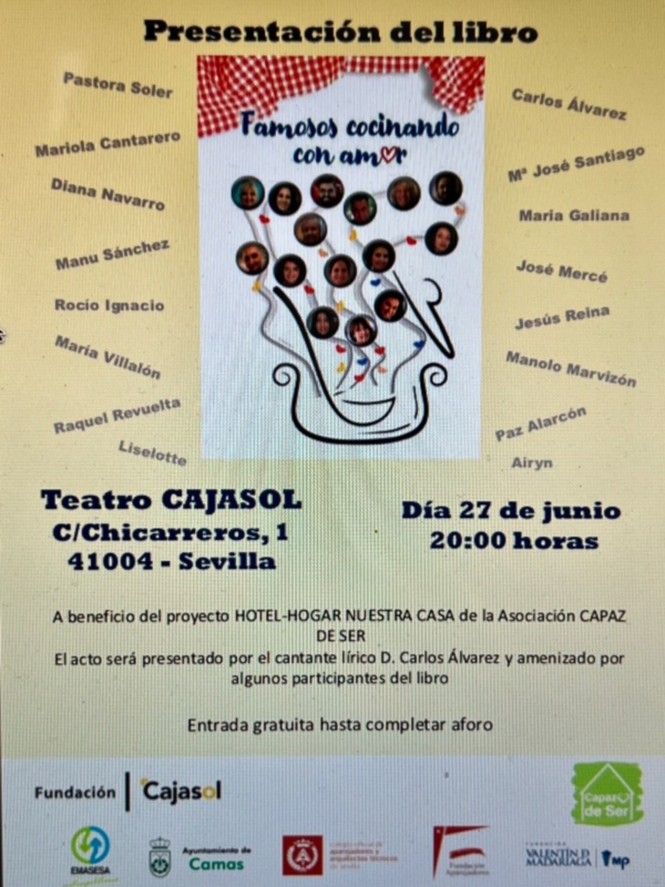 El libro "Famosos cocinando con Amor" se presenta el lunes 27 en Sevilla