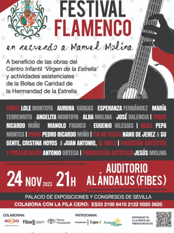 Hoy Festival Flamenco en Fibes homenaje a Manuel Molina y a beneficio de la Hermandad de la Estrella con cartel de lujo