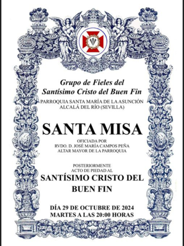 El Cristo del Buen Fin de Roque Balduque, centro de la misa de hermandad en Alcalá del Río.