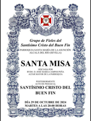 El Cristo del Buen Fin de Roque Balduque, centro de la misa de hermandad en Alcalá del Río.