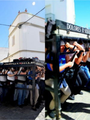  Último ensayo de las cuadrillas de la Hermandad de la Soledad de Alcalá del Río antes del Viernes Santo