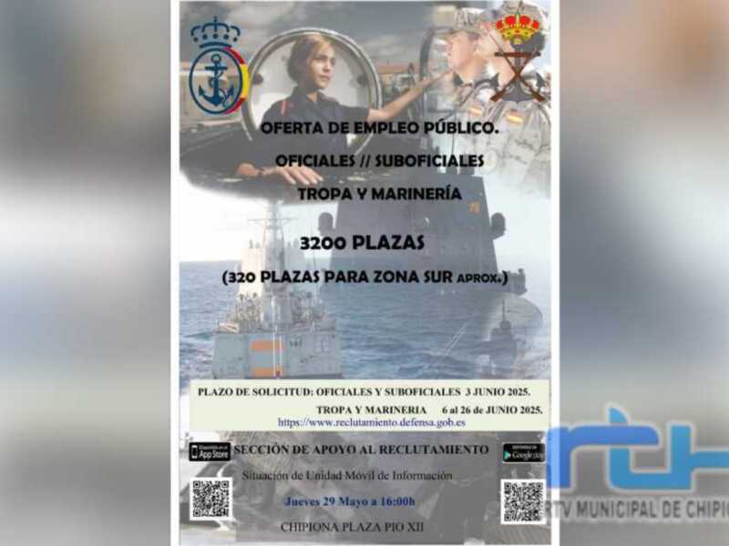 La Armada informará mañana en Chipiona de la oferta de empleo público de 320 plazas para la zona sur de la Bahía de Cádiz   