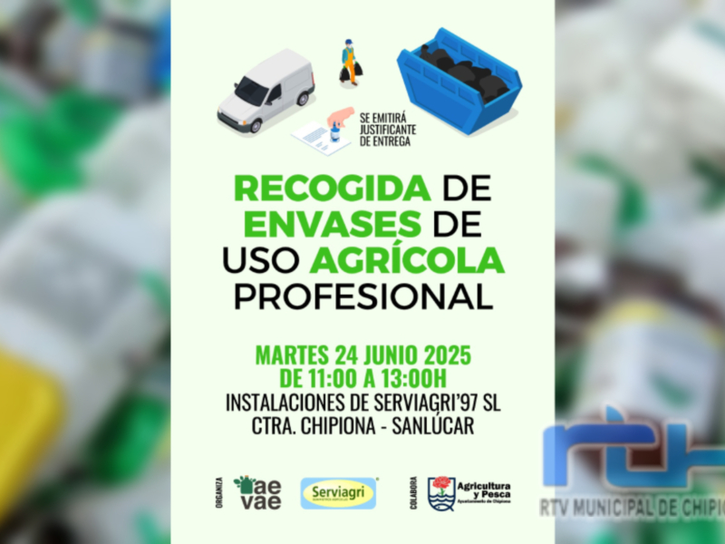 El próximo martes se llevará a cabo en Chipiona una nueva recogida de envases de uso agrícola profesional 