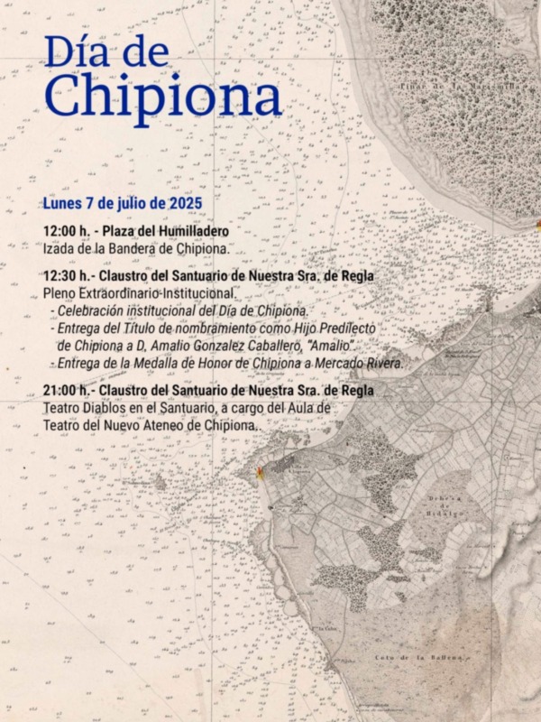 El Consistorio conmemora el próximo 7 de julio el ‘Día de Chipiona’ con un acto de izada de bandera, un pleno institucional y una obra de teatro 