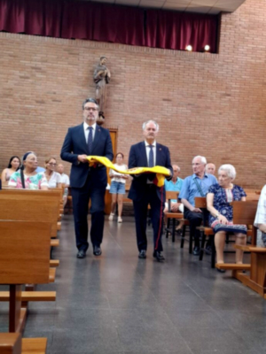  La Orden de los Reales Tercios dona una Bandera Nacional al Santuario de la Inmaculada en Tierra Santa
