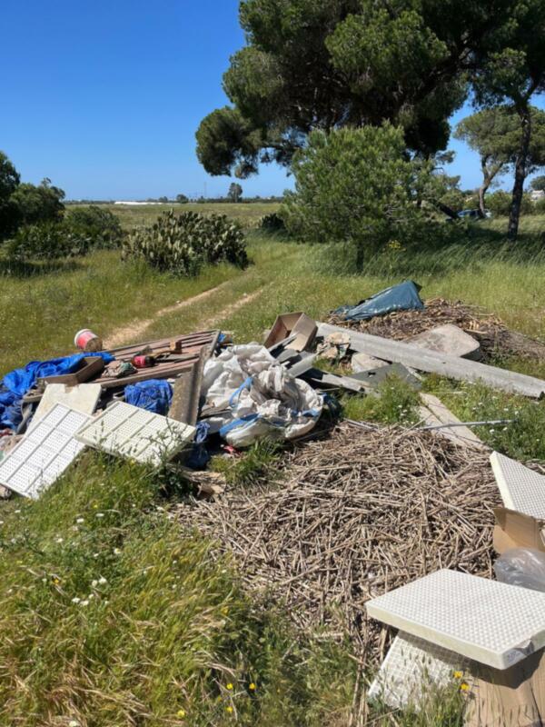 Medio Ambiente informa a departamentos municipales, Policía Local y Guardia Civil de vertidos en el pinar de Chipiona